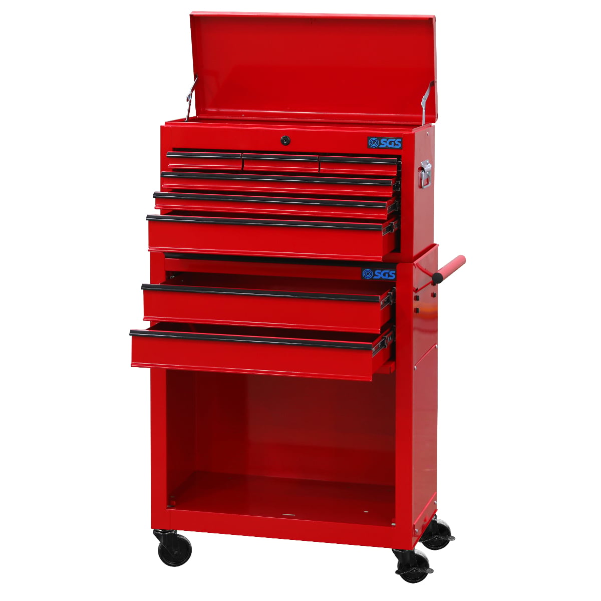 SGS Mechanics 8 Drawer Tool Box Chest & Roller Cabinet | Red